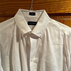 Peter Millar Collection white 100% cotton long sleeve button down shirt.